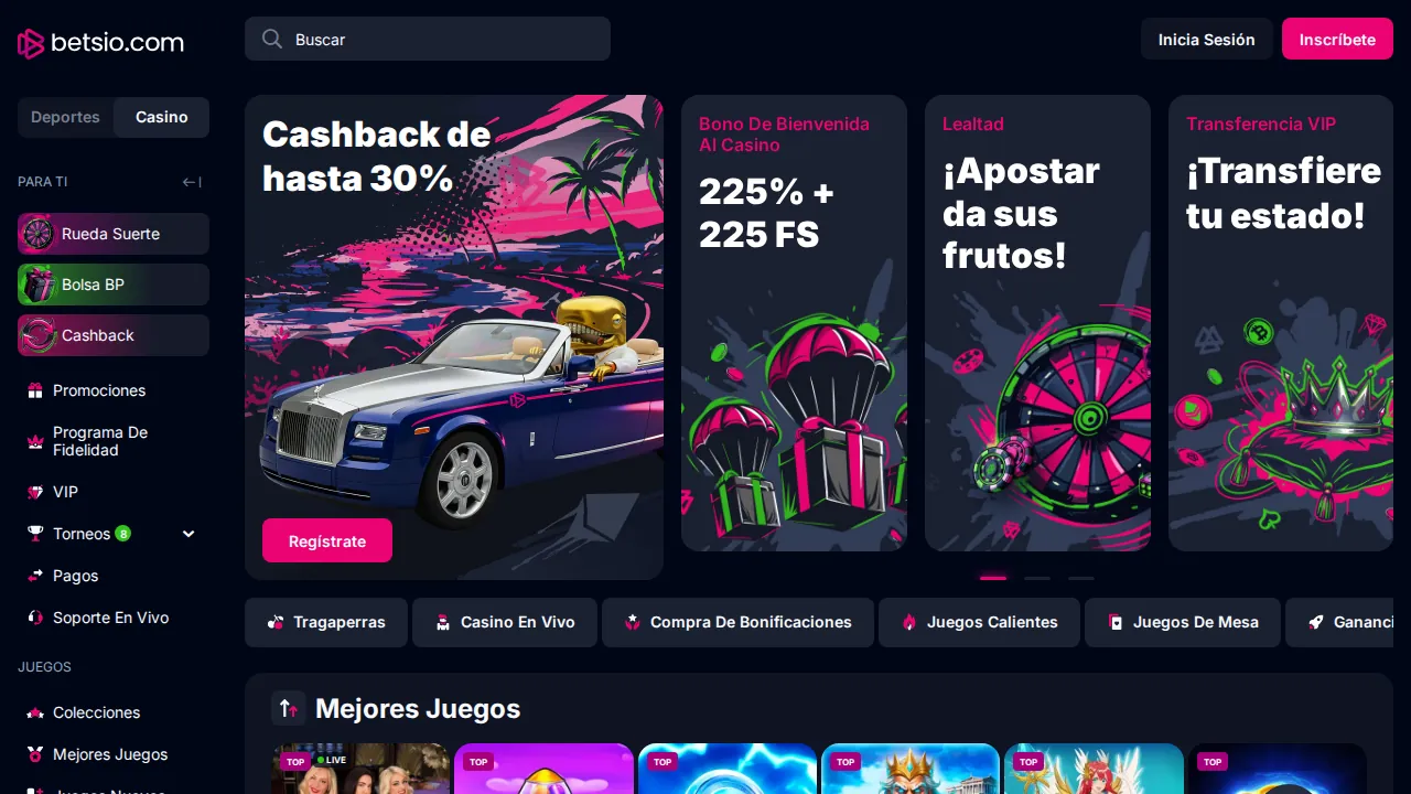 Captura del sitio de Bets.io